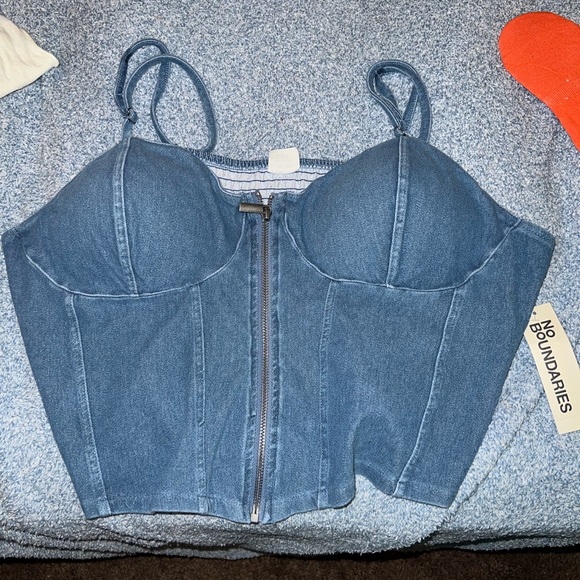 No Boundaries Tops - No Boundaries Blue Denim Women's Crop Top